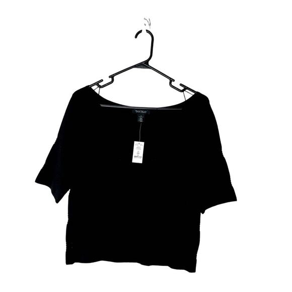 NWT WHBM Black Knit Blouse Top - Picture 1 of 5